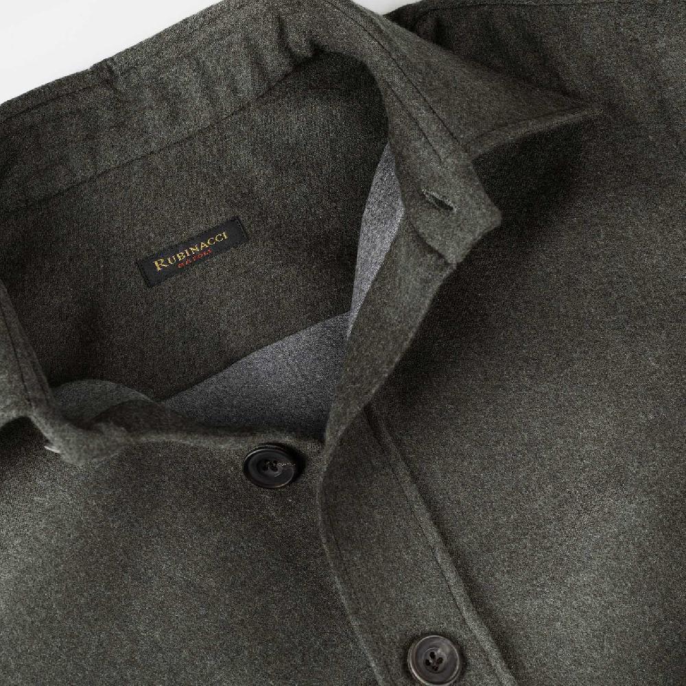 Rubinacci Overshirt in lana e seta verde In Linea