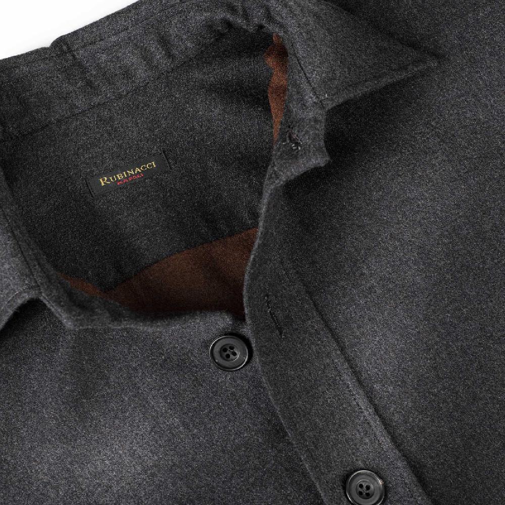 Rubinacci Overshirt in lana e seta grigia Nuovo