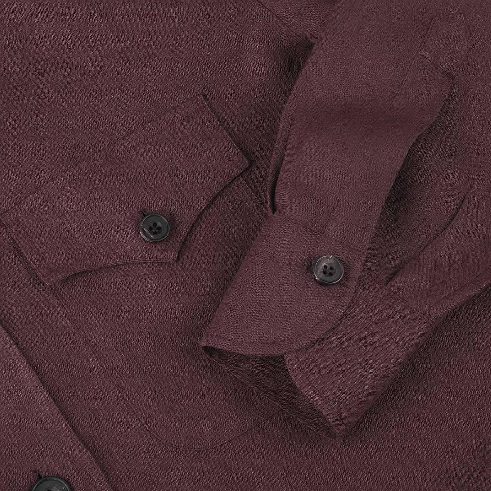 Rubinacci Sahariana in lino bordeaux Fino Al -60%