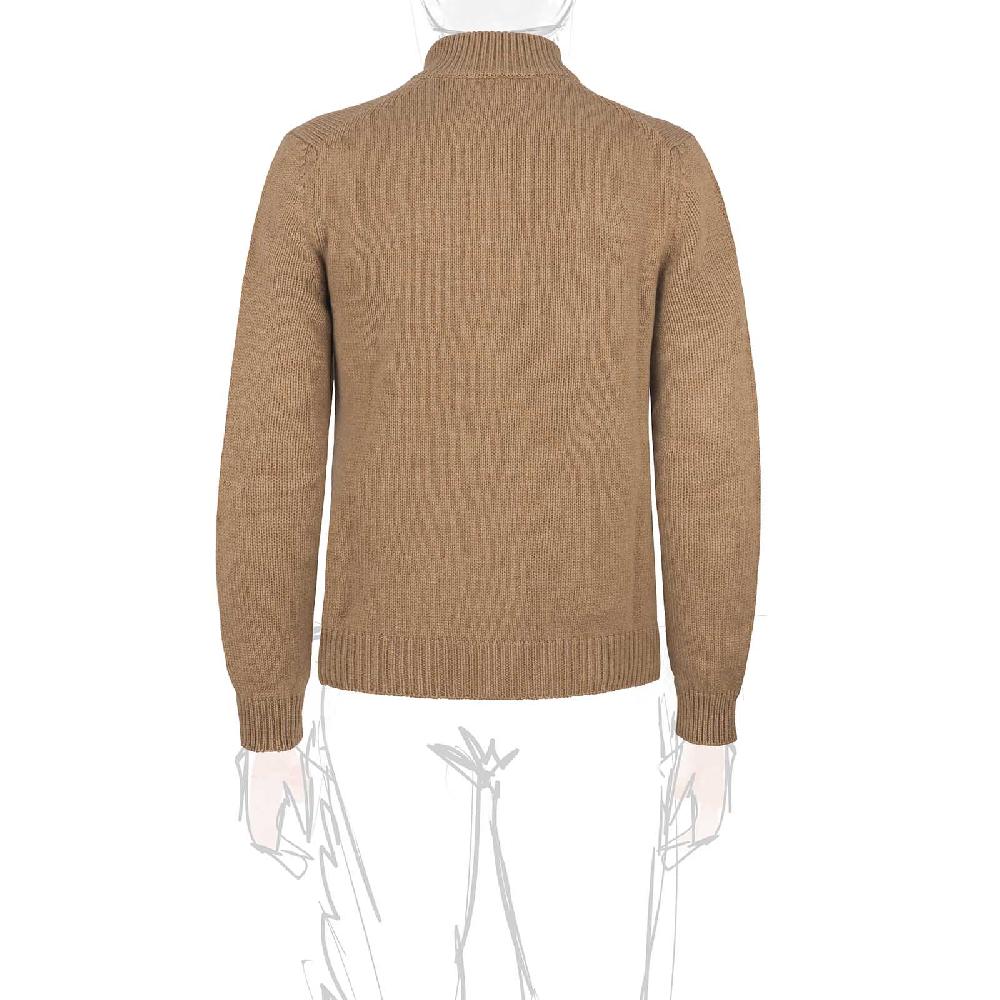 Rubinacci Pull zip in cashmere rhum Promozione