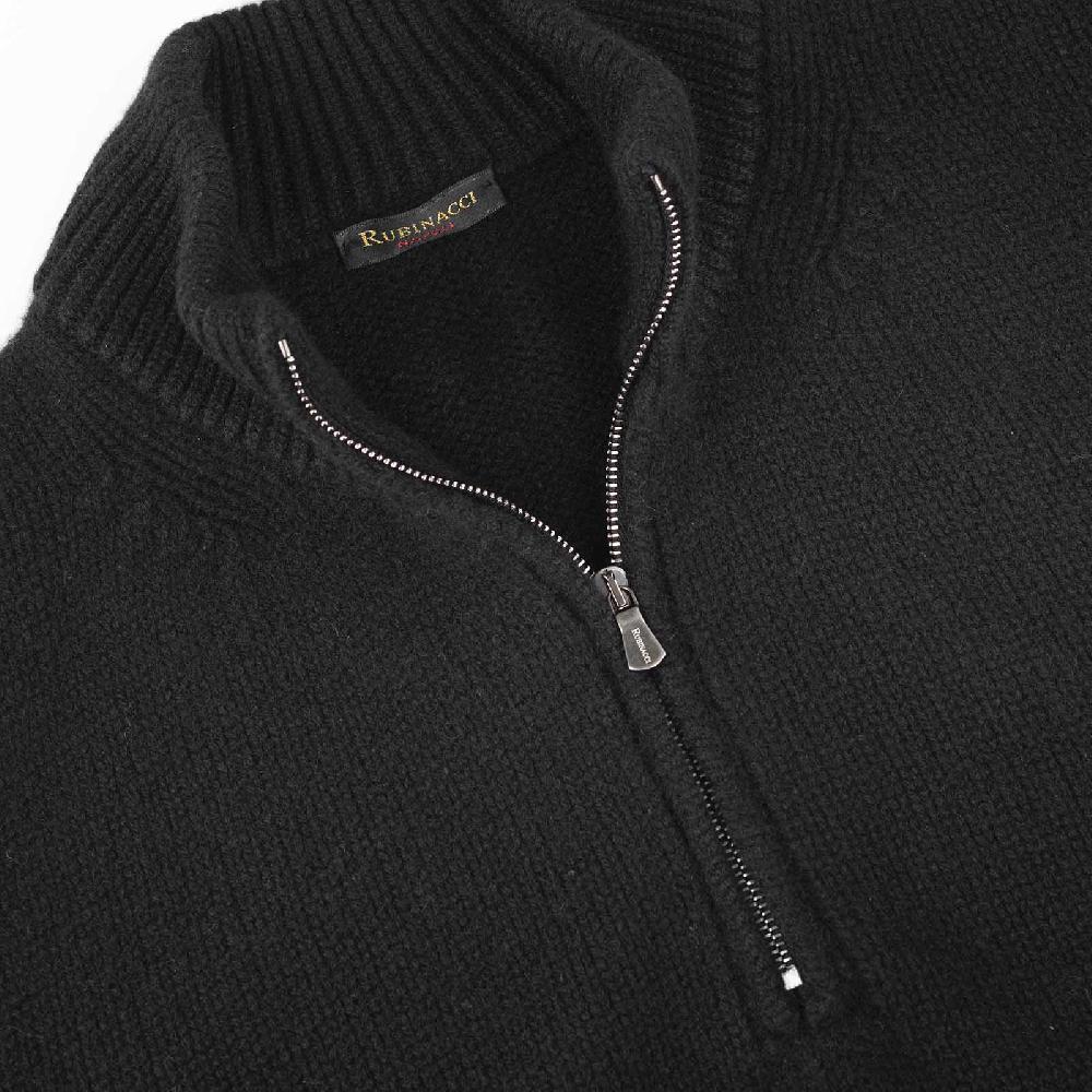 Rubinacci Pull mezza zip in cashmere nero Pezzi Unici
