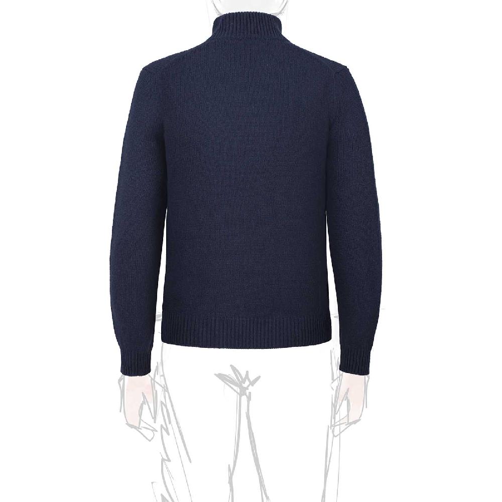 Rubinacci Pull mezza zip in cashmere blu Soddisfazione Garantita