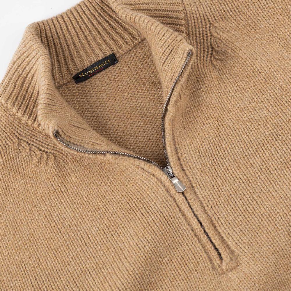 Rubinacci Pull mezza zip in cashmere rhum Qualità Garantita