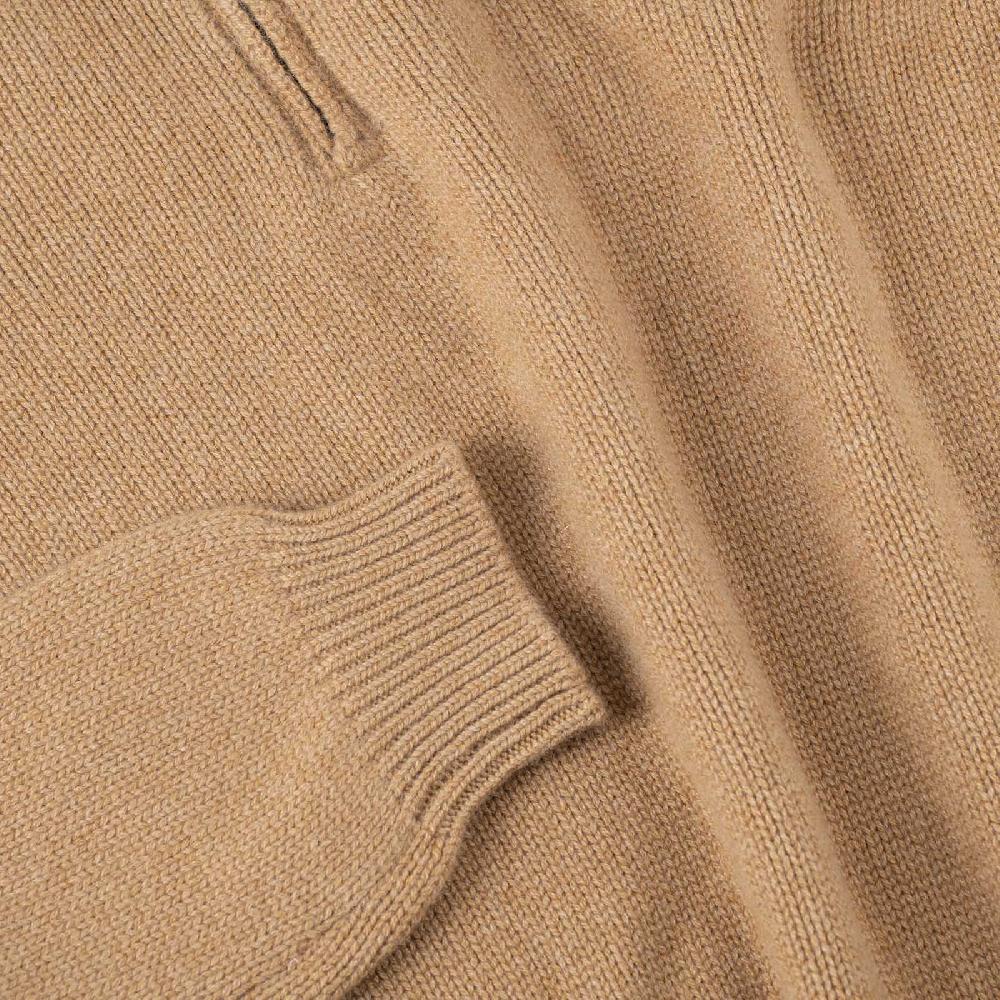 Rubinacci Pull mezza zip in cashmere rhum Qualità Garantita