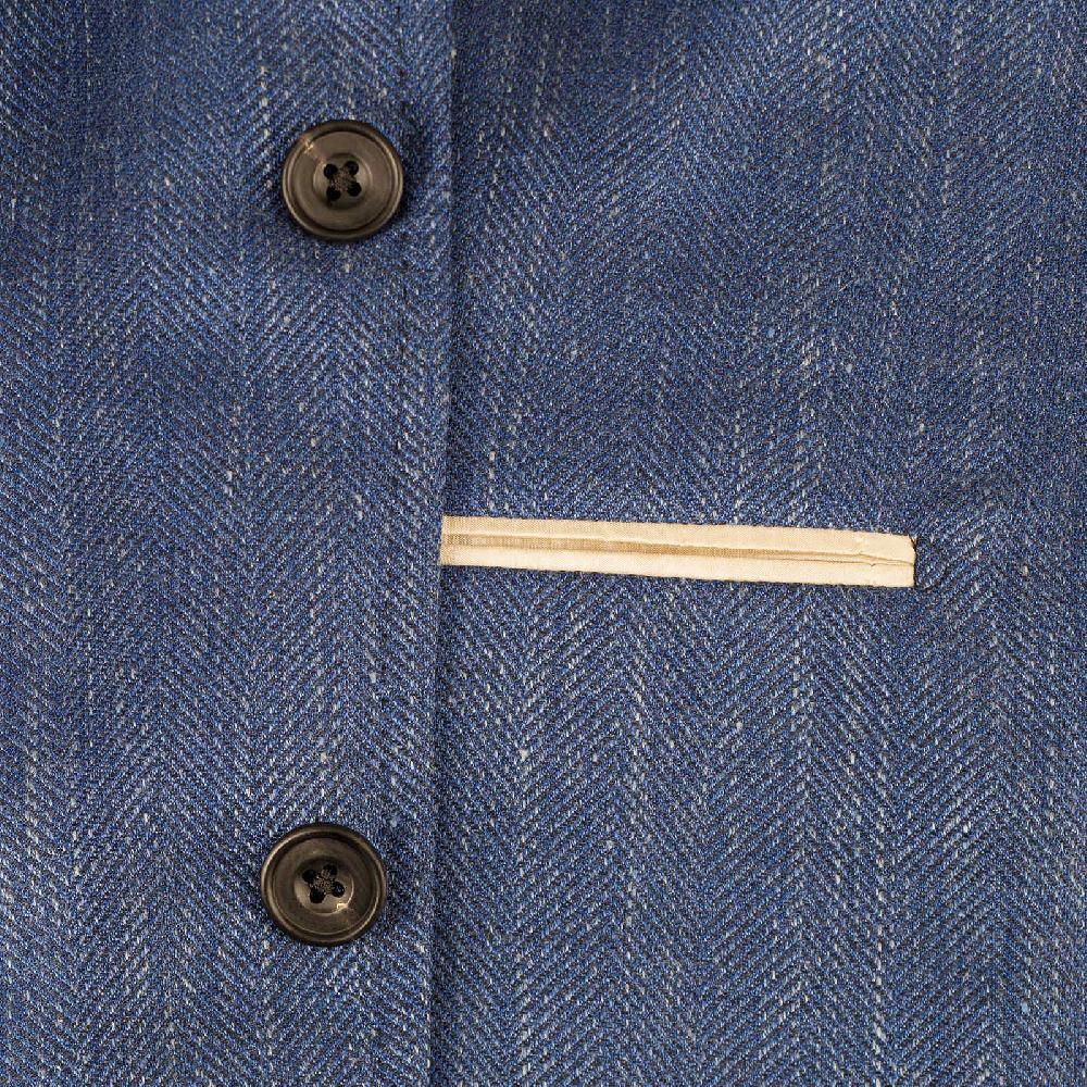 Rubinacci Giacca in lana e seta spigata blu Shopping Online