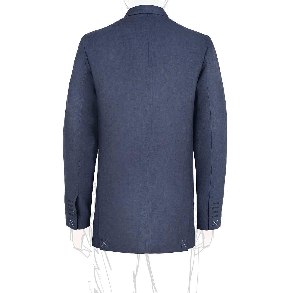 Rubinacci Giacca in lino blu Ritorno libero