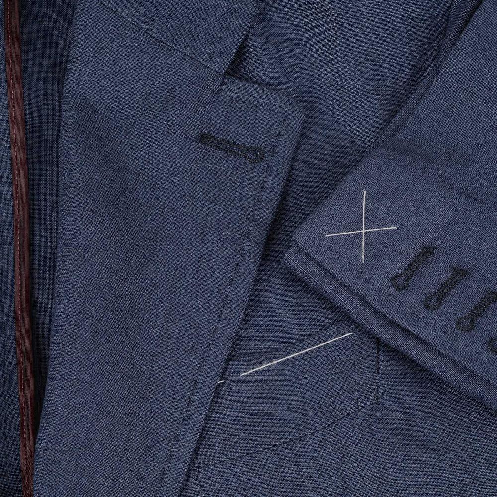 Rubinacci Giacca in lino blu Ritorno libero