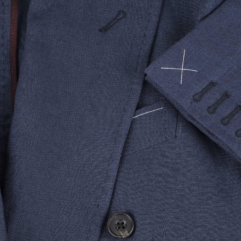Rubinacci Giacca in lino blu Sottocosto