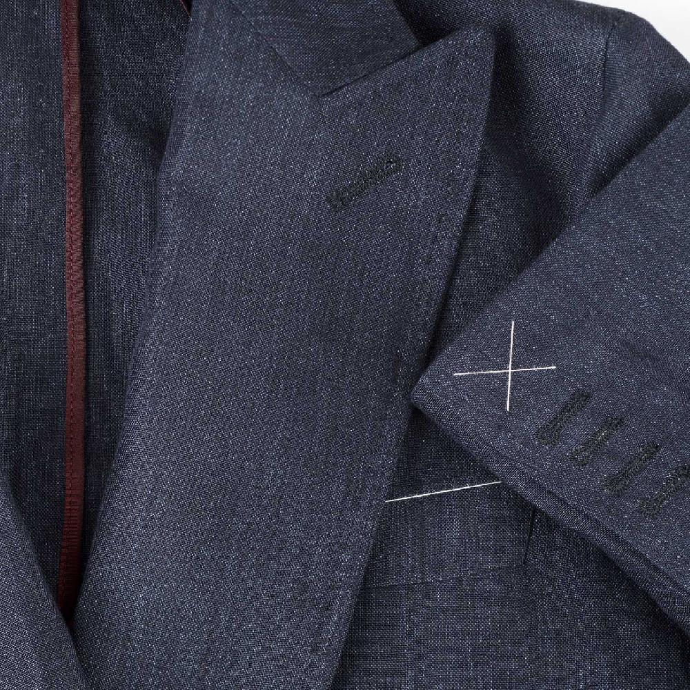 Rubinacci Giacca in lino blu Sconto