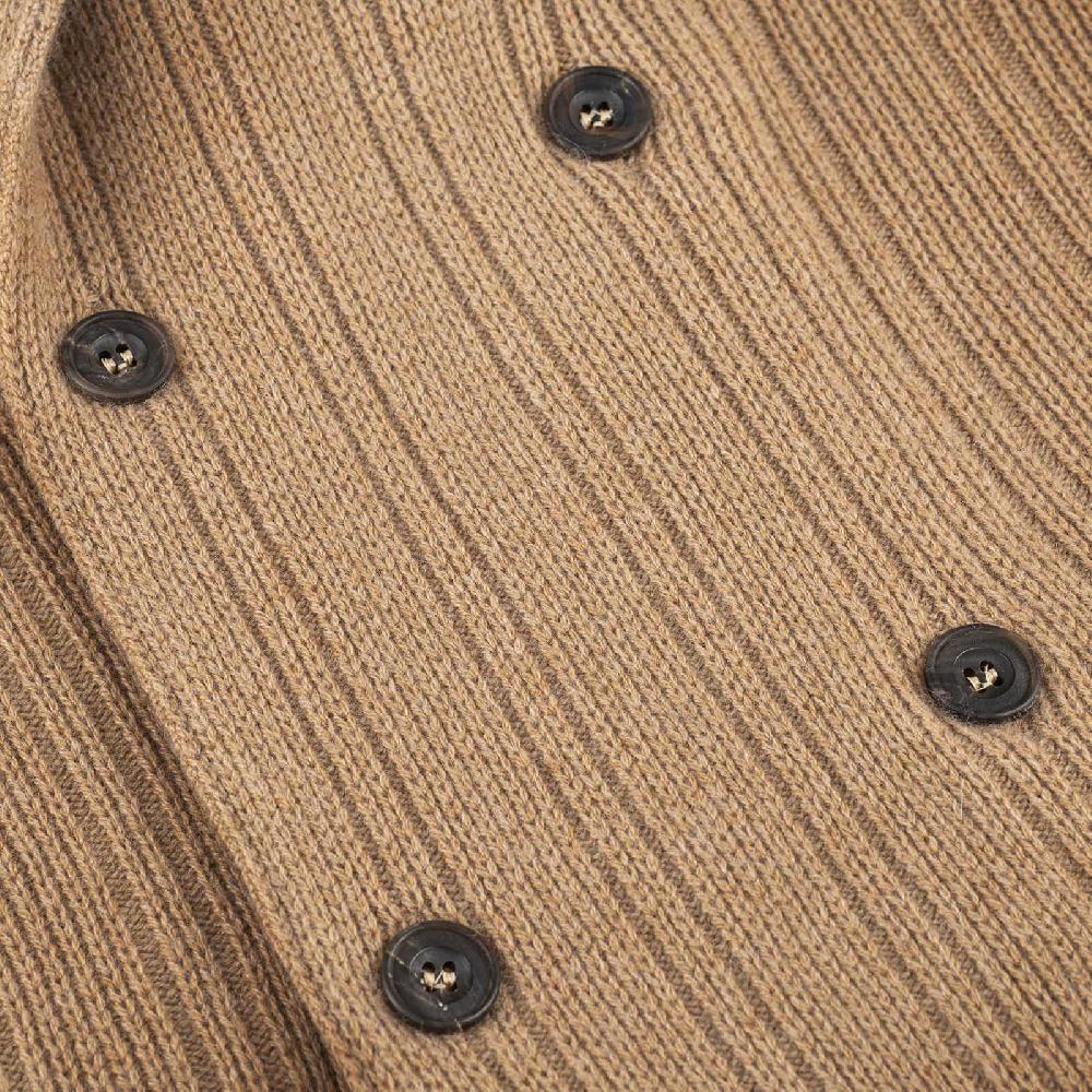 Rubinacci Cardigan doppio petto cashmere rhum In Vendita