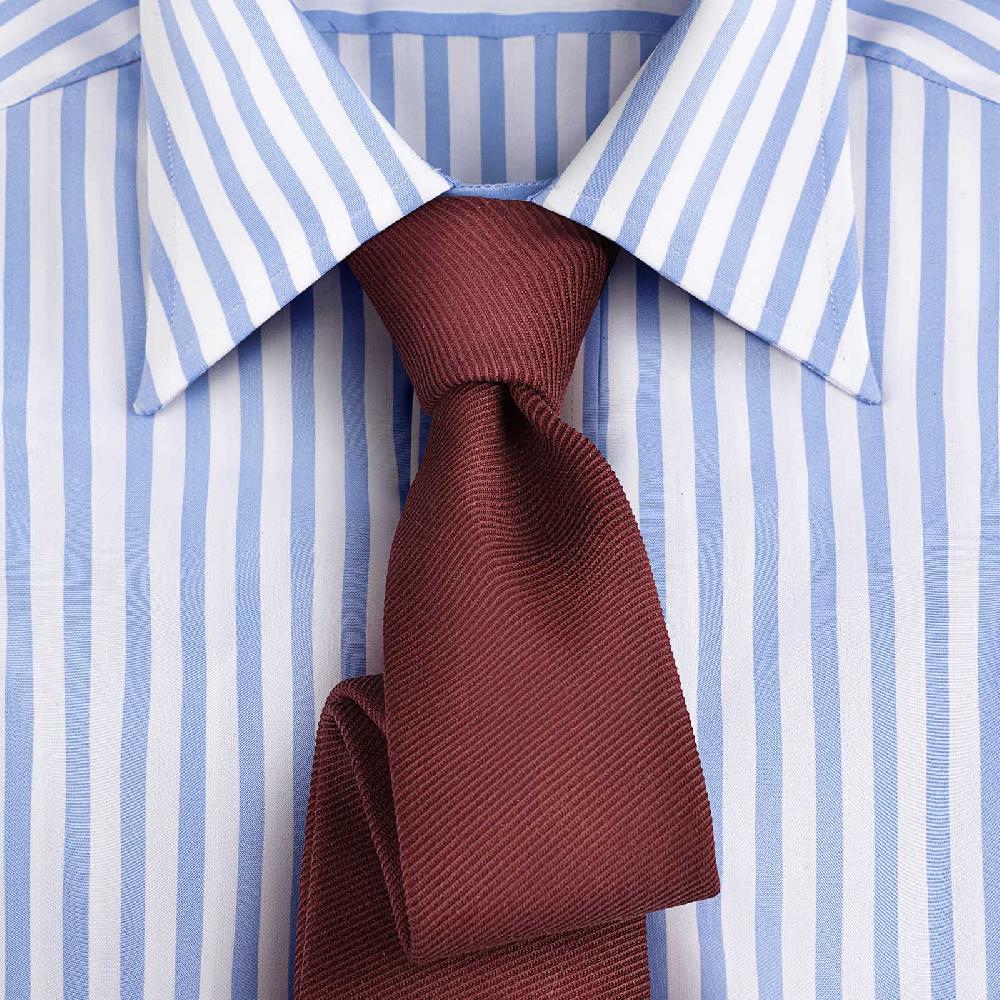 Rubinacci Camicia in cotone rigato bianco e celeste 2025