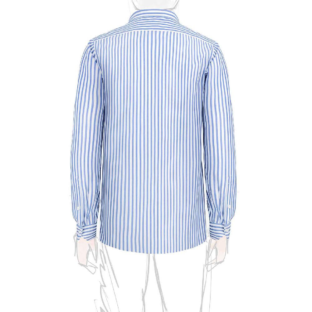Rubinacci Camicia in cotone rigato bianco e celeste 2025