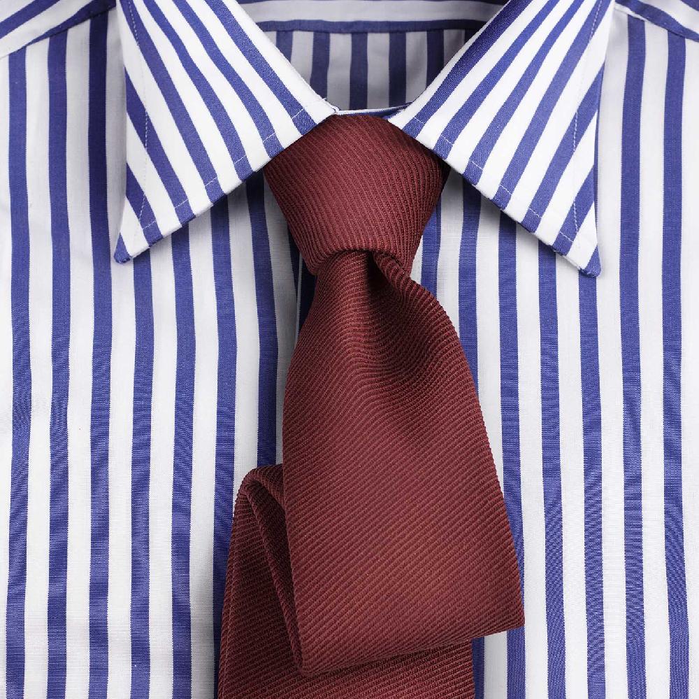 Rubinacci Camicia in cotone rigato bianco e blu Italy