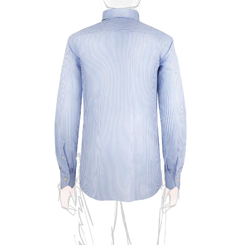 Rubinacci Camicia in cotone rigato bianco e celeste 2025