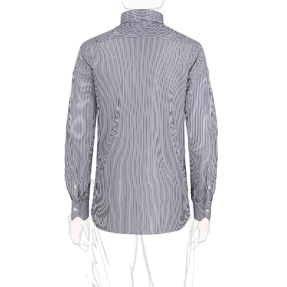 Rubinacci Camicia in cotone rigato bianco e blu Vendita