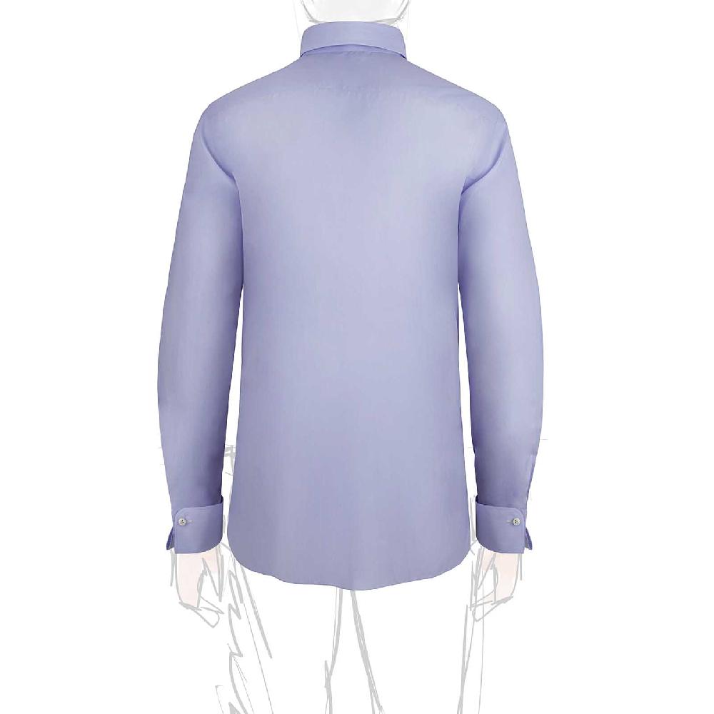 Rubinacci Camicia in cotone azzurra polsi gemelli Spedizione Gratuita