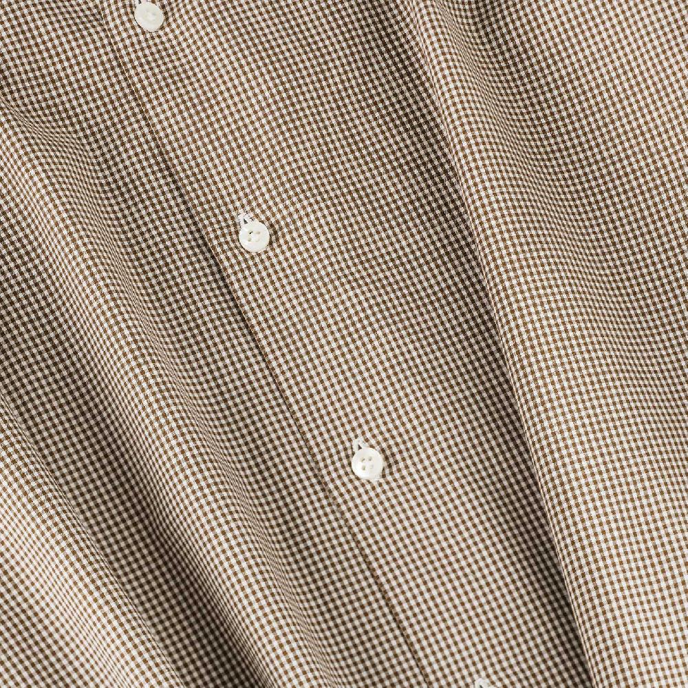 Rubinacci Camicia con collo bianco quadretto marrone Sconto