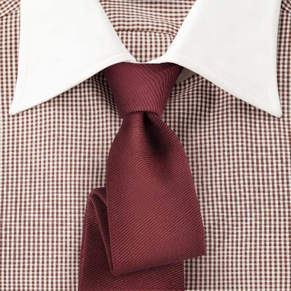 Rubinacci Camicia con collo bianco quadretto marrone Economico