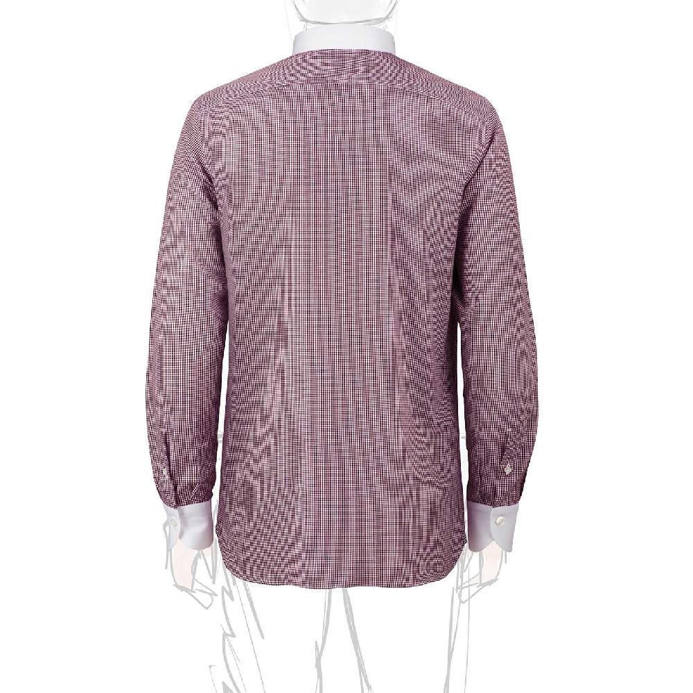 Rubinacci Camicia con collo bianco quadretto bordeaux Online