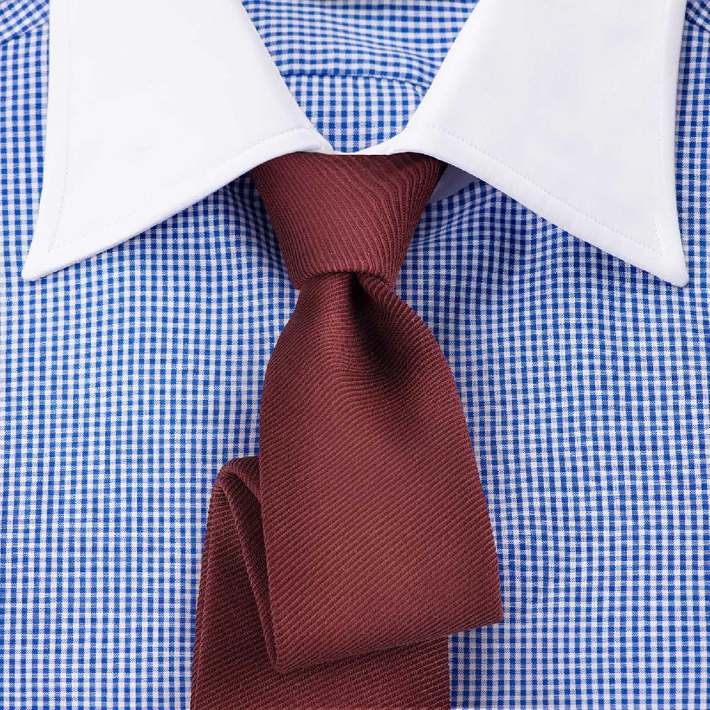 Rubinacci Camicia con collo bianco quadretto blu Outlet
