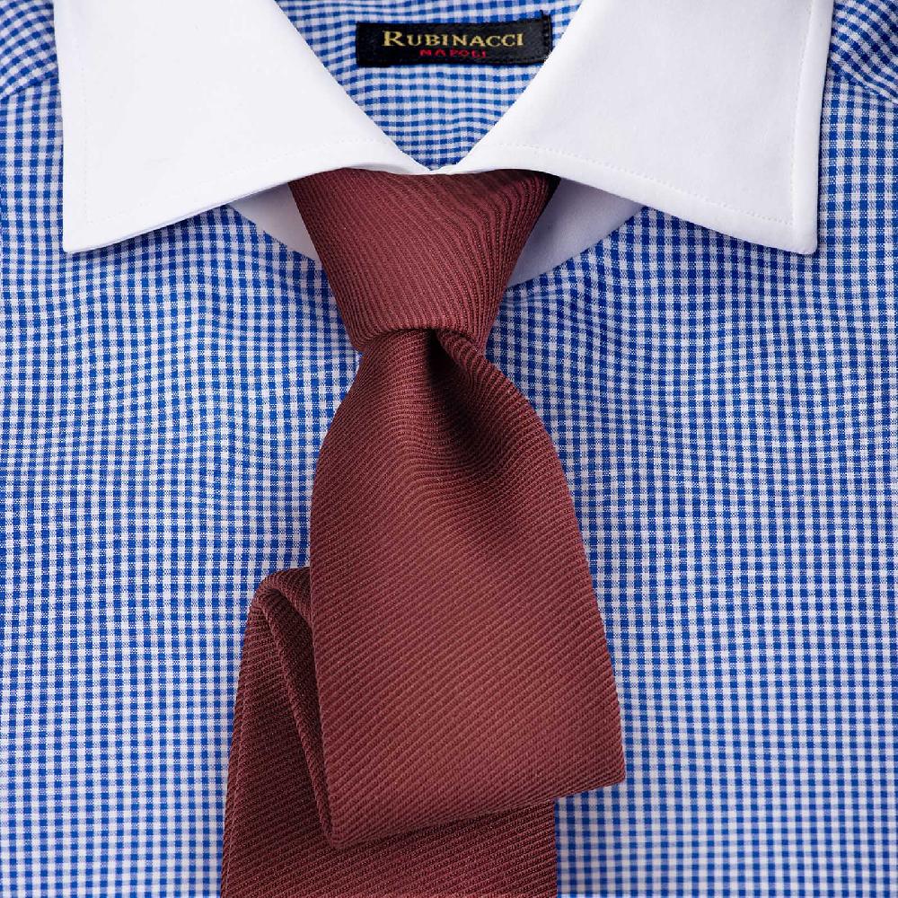 Rubinacci Camicia con collo bianco quadretto blu In Vendita