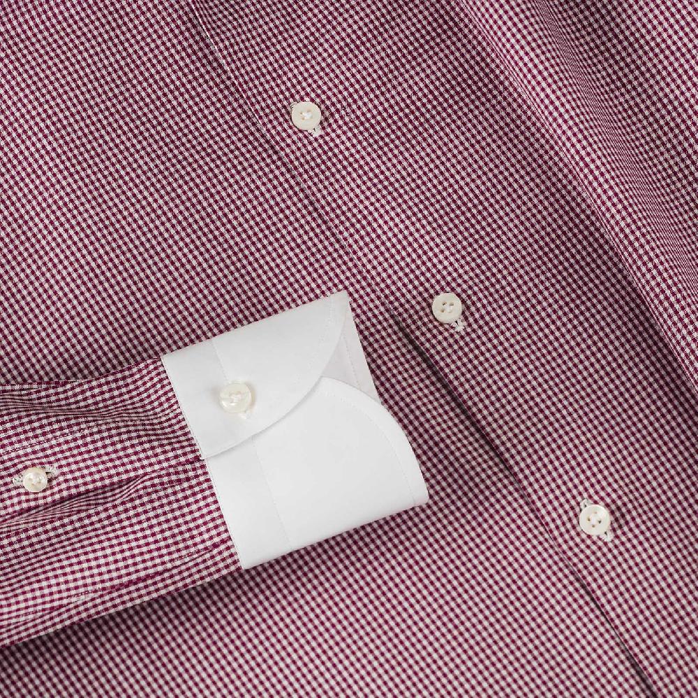 Rubinacci Camicia con collo bianco quadretto bordeaux Saldi