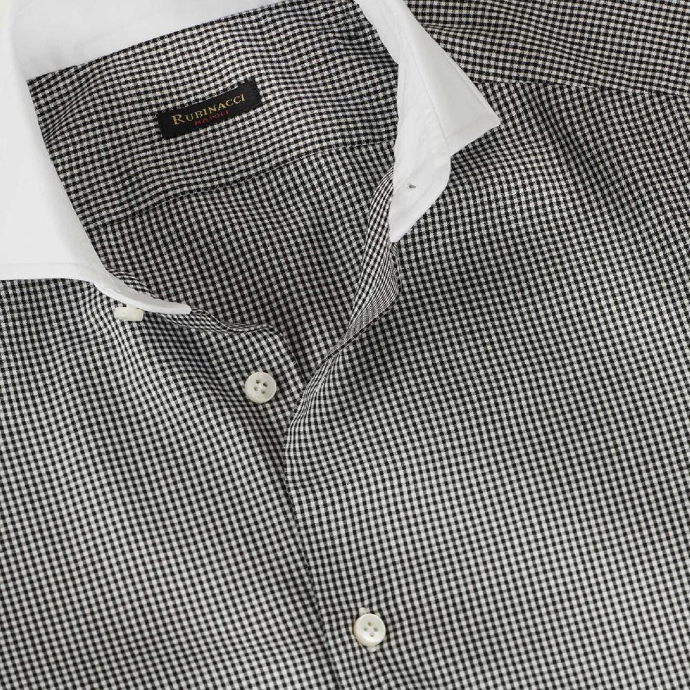 Rubinacci Camicia con collo bianco quadretto nero Offerte