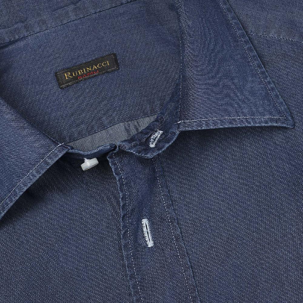 Rubinacci Camicia jeans blu Vendita Calda