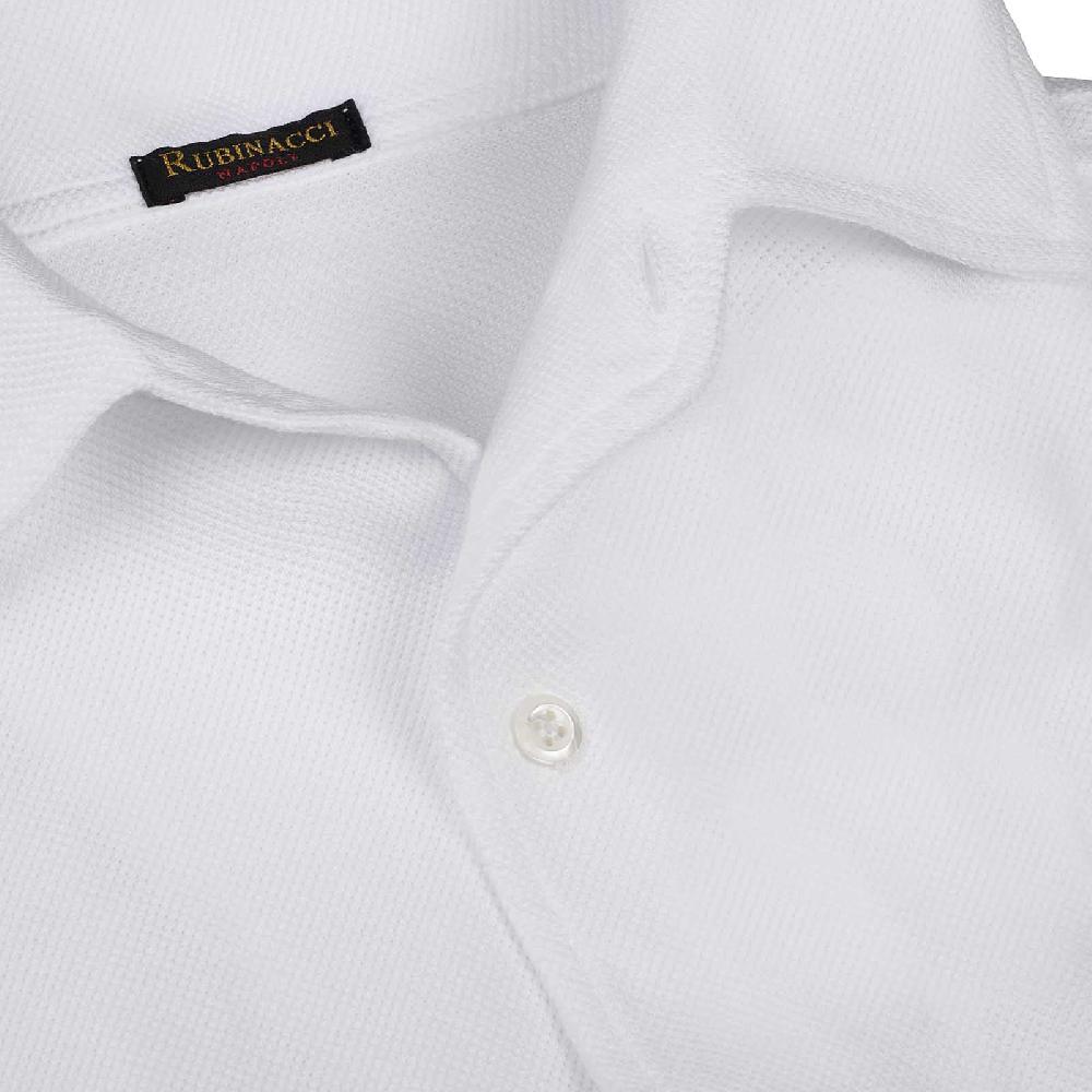 Rubinacci Camicia in piquet bianca Saldi Di Fabbrica