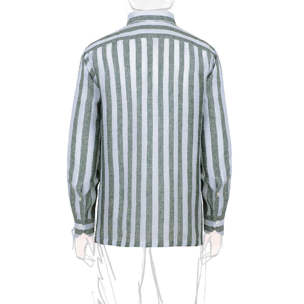 Rubinacci Polo in lino rigato verde Vendite Flash