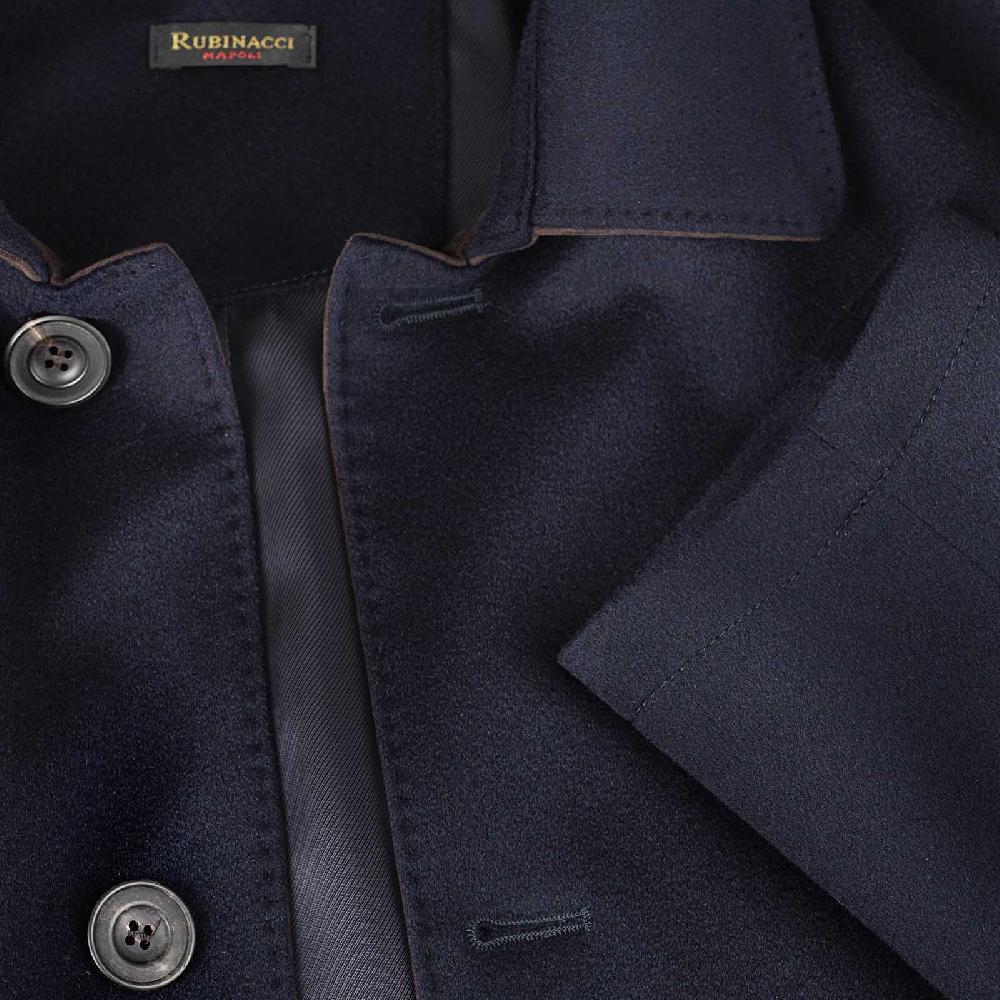 Rubinacci Giaccone in cashmere blu Consegna Veloce