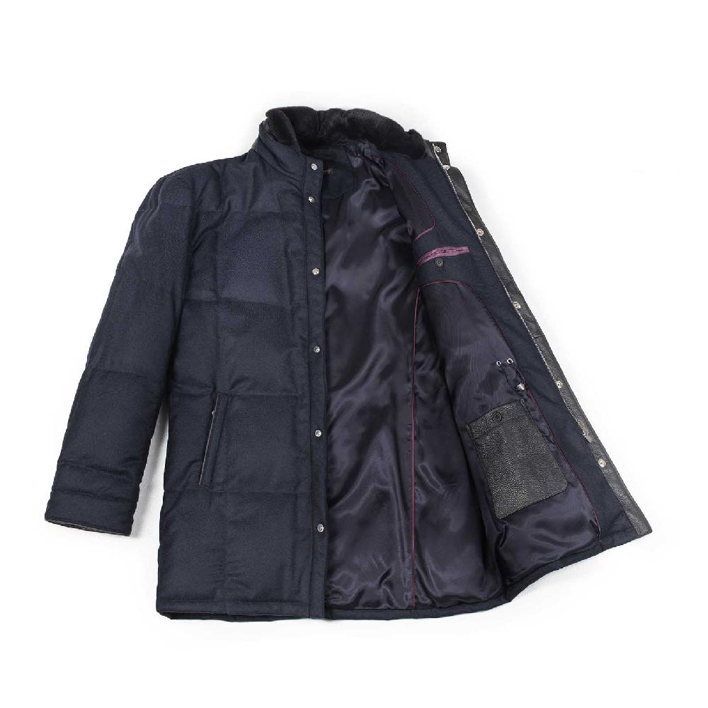 Rubinacci Piumino in lana e cashmere blu Promozione Limitata