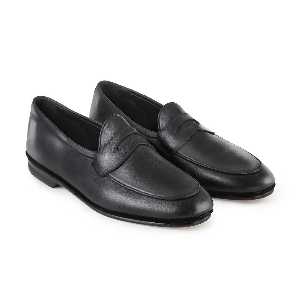 Rubinacci Mocassino in cuoio nero Nuovi prodotti