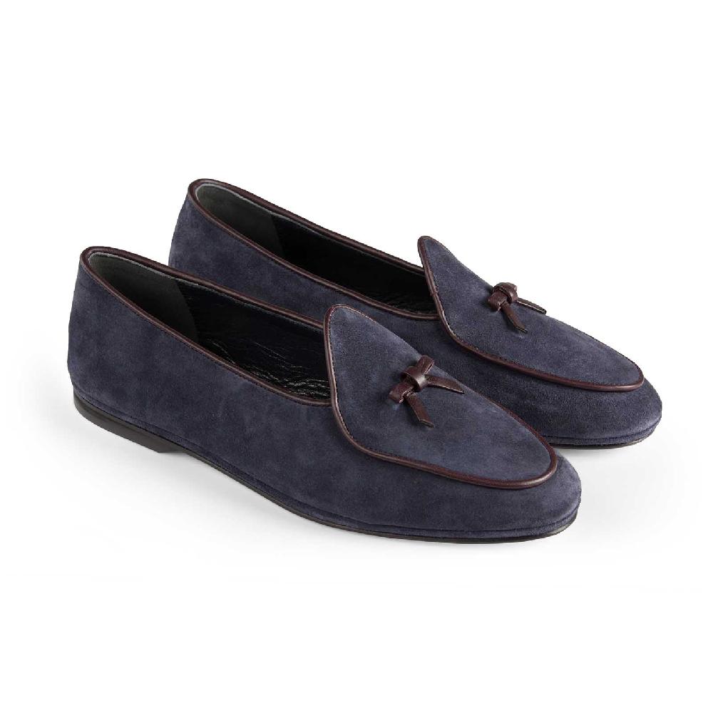 Rubinacci Marphy velour blu piping bordeaux Sostegno trimestrale
