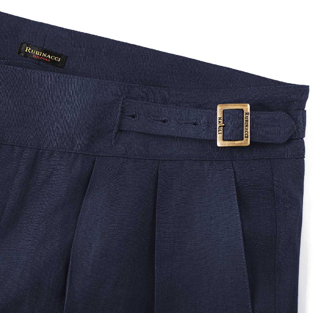 Rubinacci Pantalone manny in hopsack blu In vendita