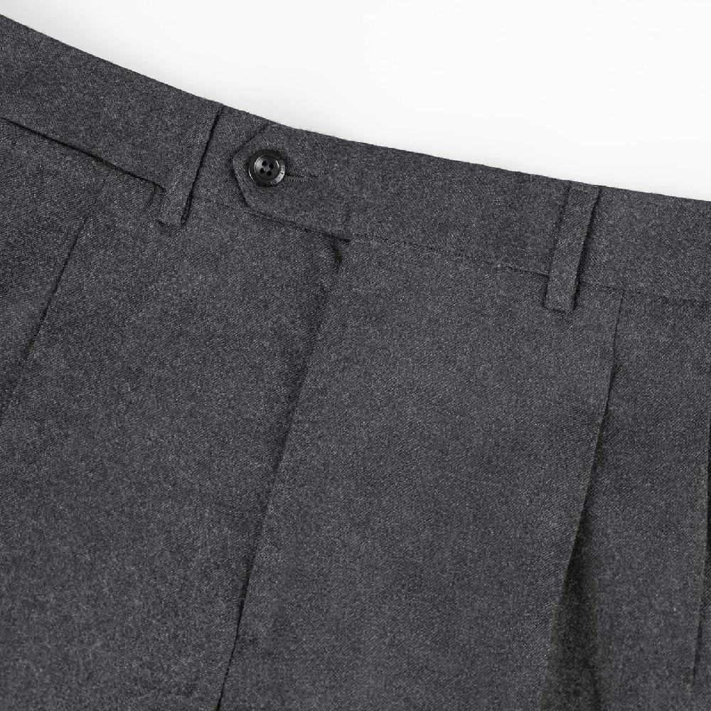 Rubinacci Pantalone 2 pinces in flanella grigio scuro 50% di sconto per tempo limitato