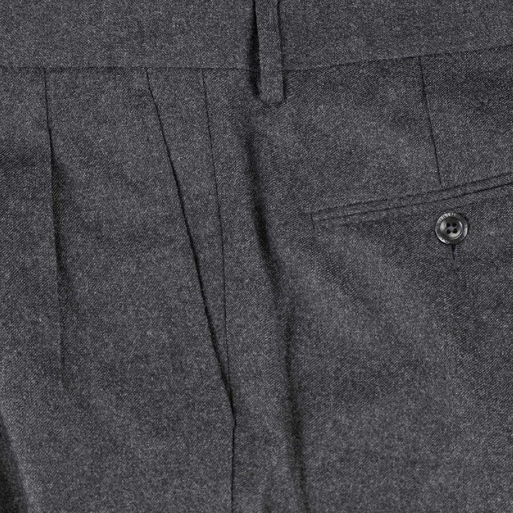Rubinacci Pantalone 2 pinces in flanella grigio scuro 50% di sconto per tempo limitato