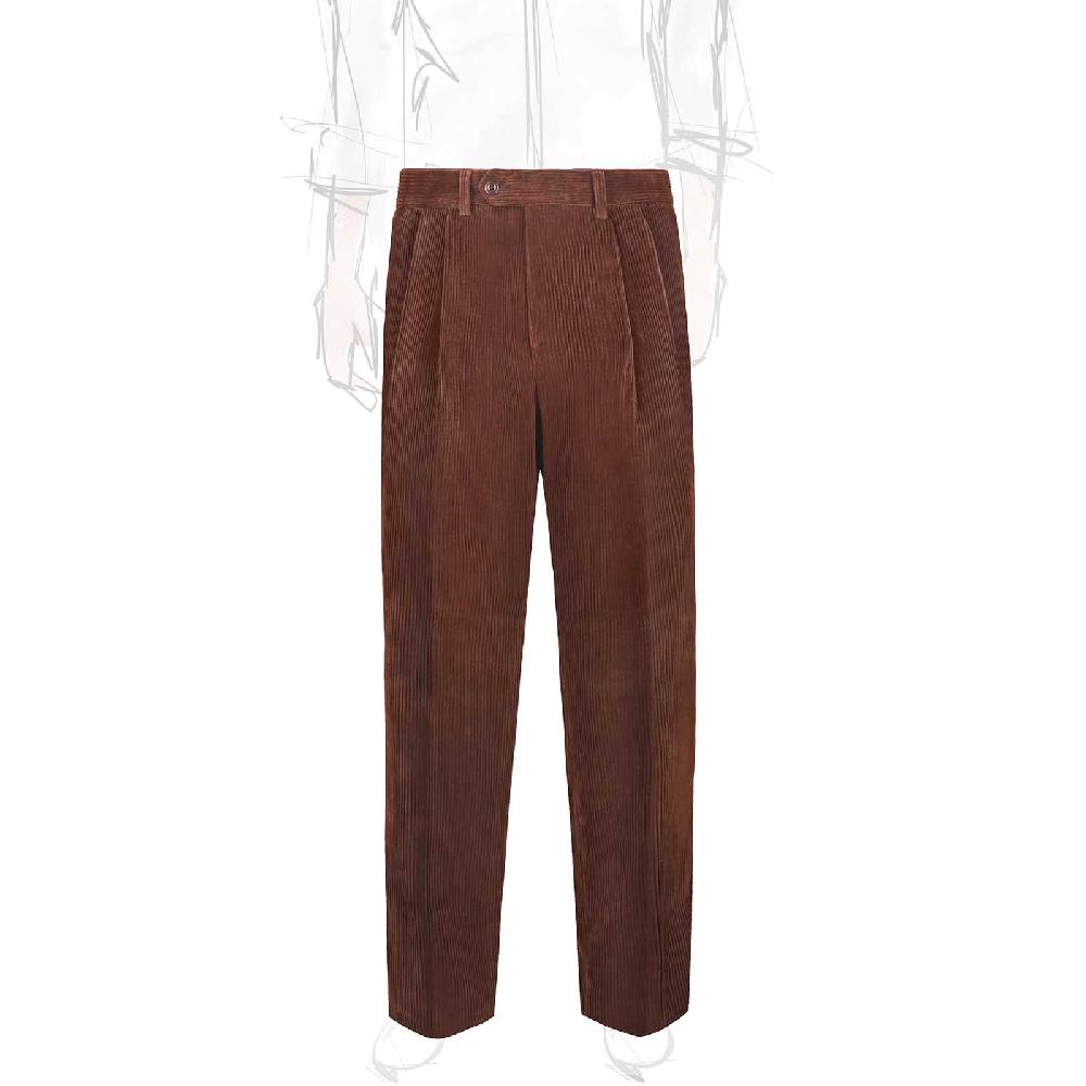 Rubinacci Pantalone 2 pinces in velluto a coste marrone Italy