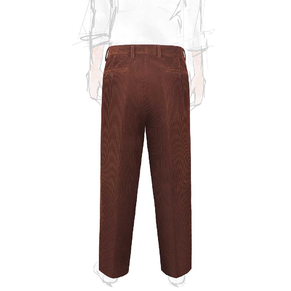 Rubinacci Pantalone 2 pinces in velluto a coste marrone Italy