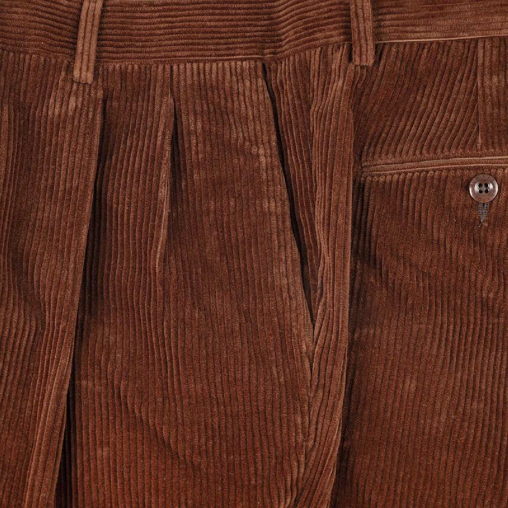 Rubinacci Pantalone 2 pinces in velluto a coste marrone Italy