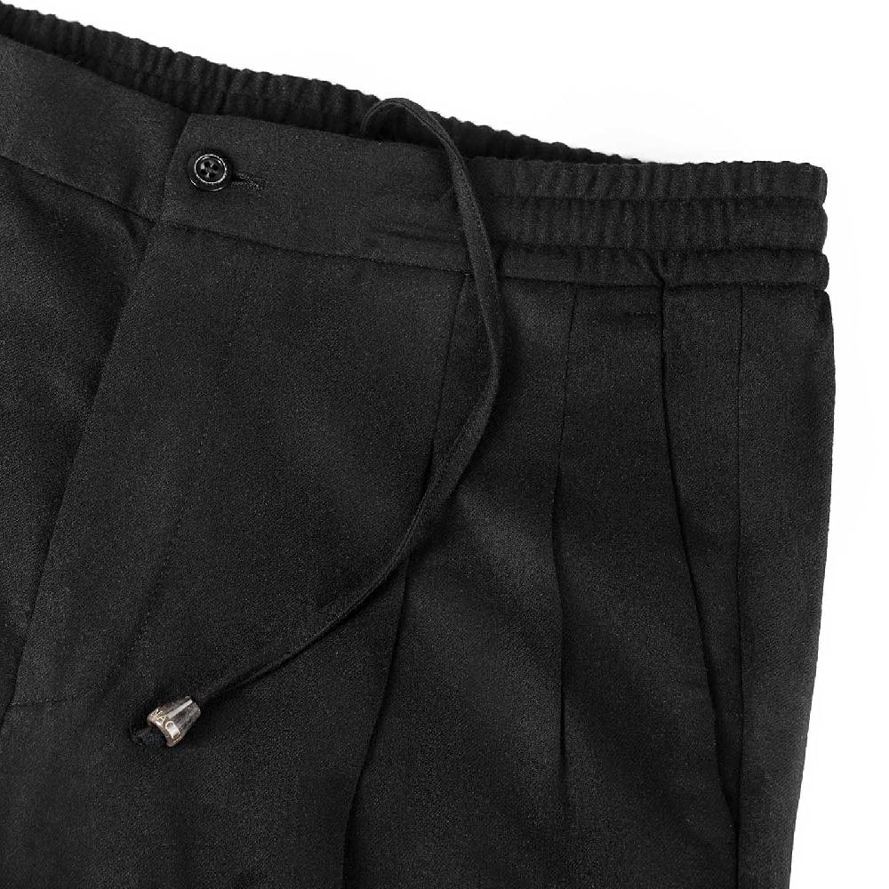 Rubinacci Pantalone leisure in flanella nero Promozione