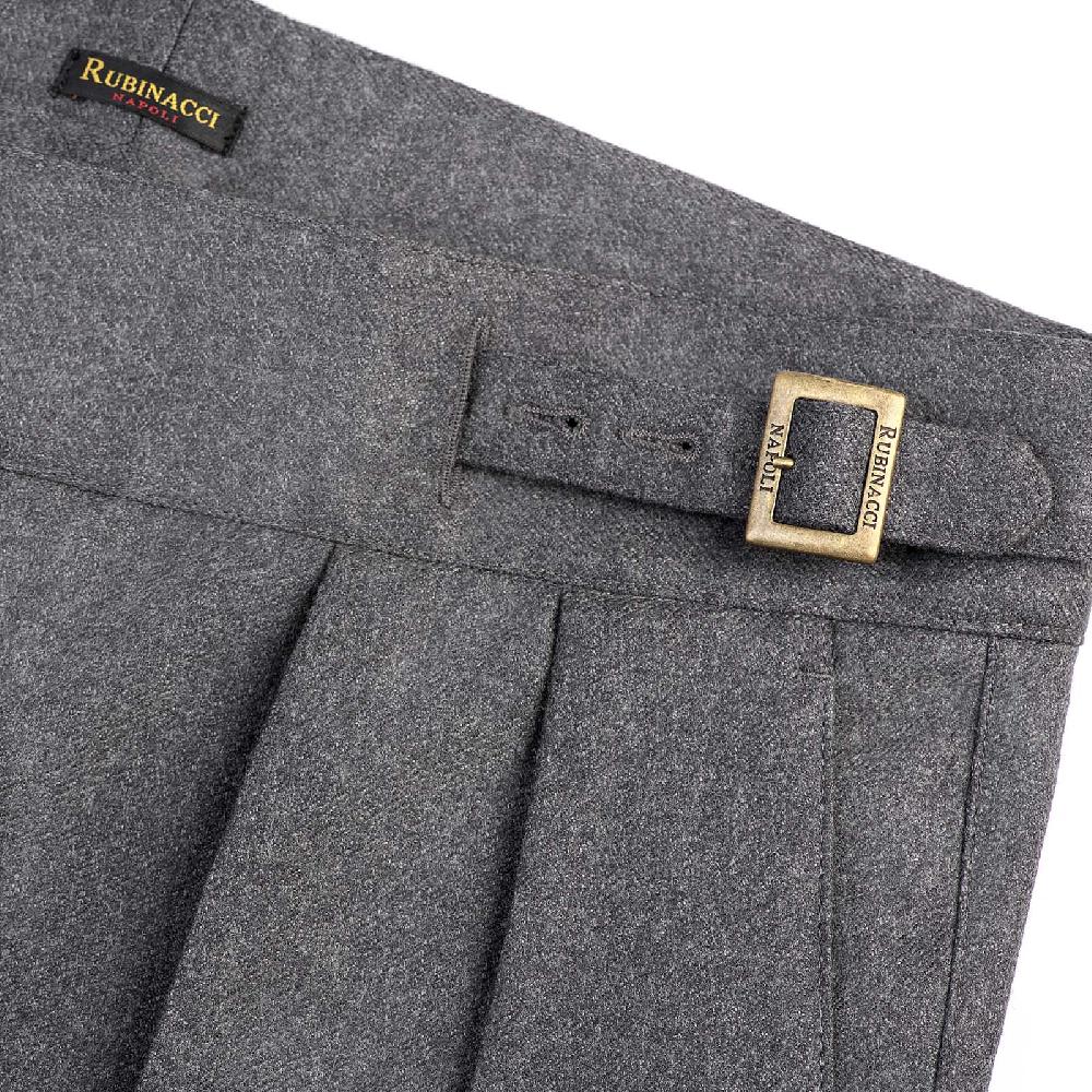 Rubinacci Pantalone manny in flanella grigio scuro limited edition Spedizione Gratuita