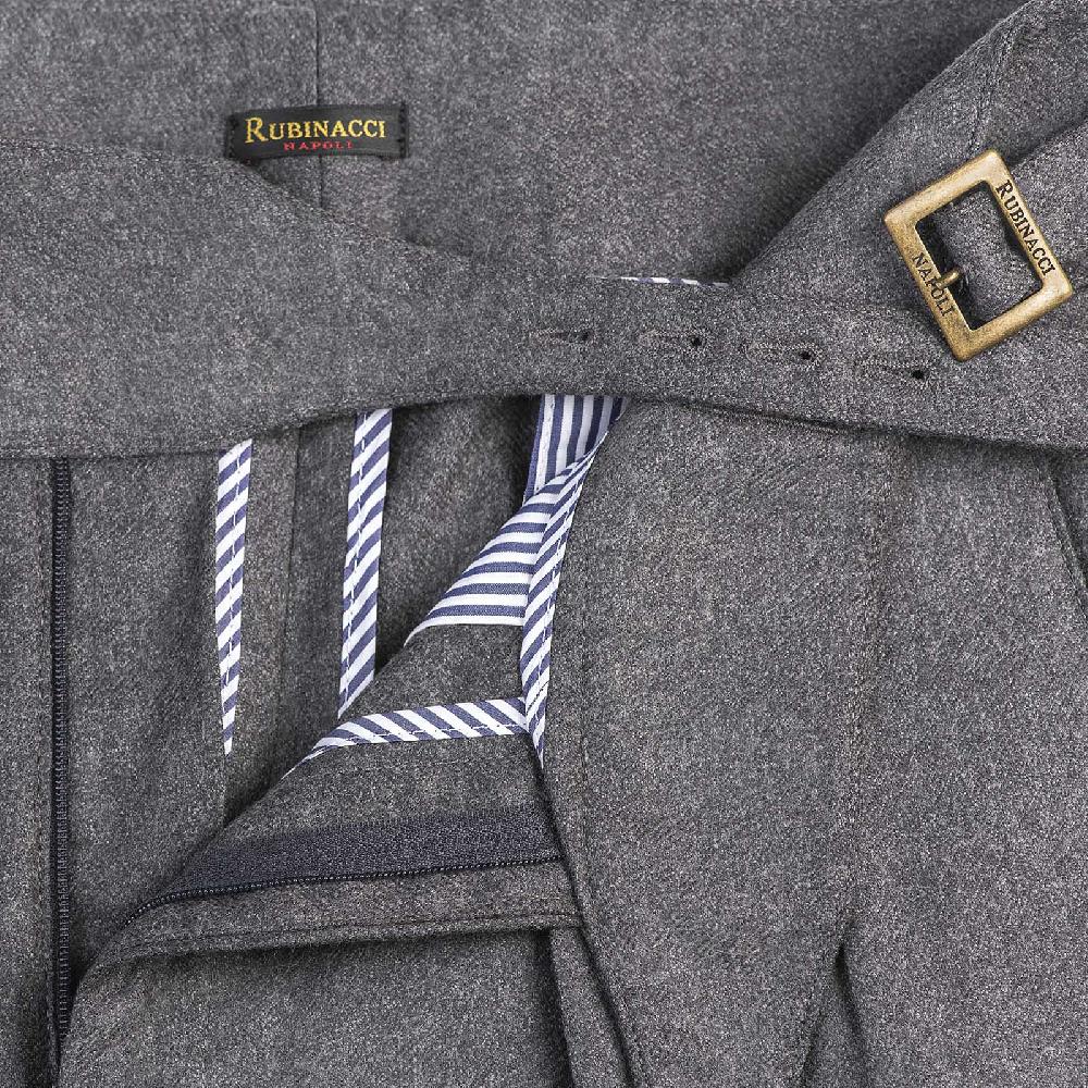Rubinacci Pantalone manny in flanella grigio scuro limited edition Spedizione Gratuita