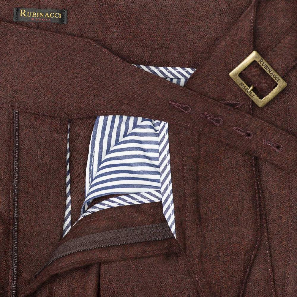Rubinacci Pantalone manny in flanella bordeaux limited edition Pezzi Unici