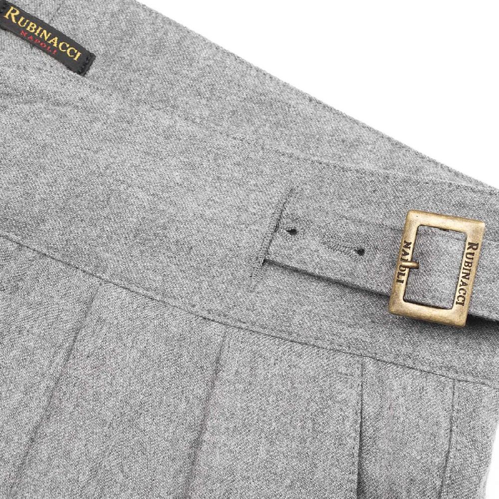 Rubinacci Pantalone manny in flanella grigio chiaro Soddisfazione Garantita