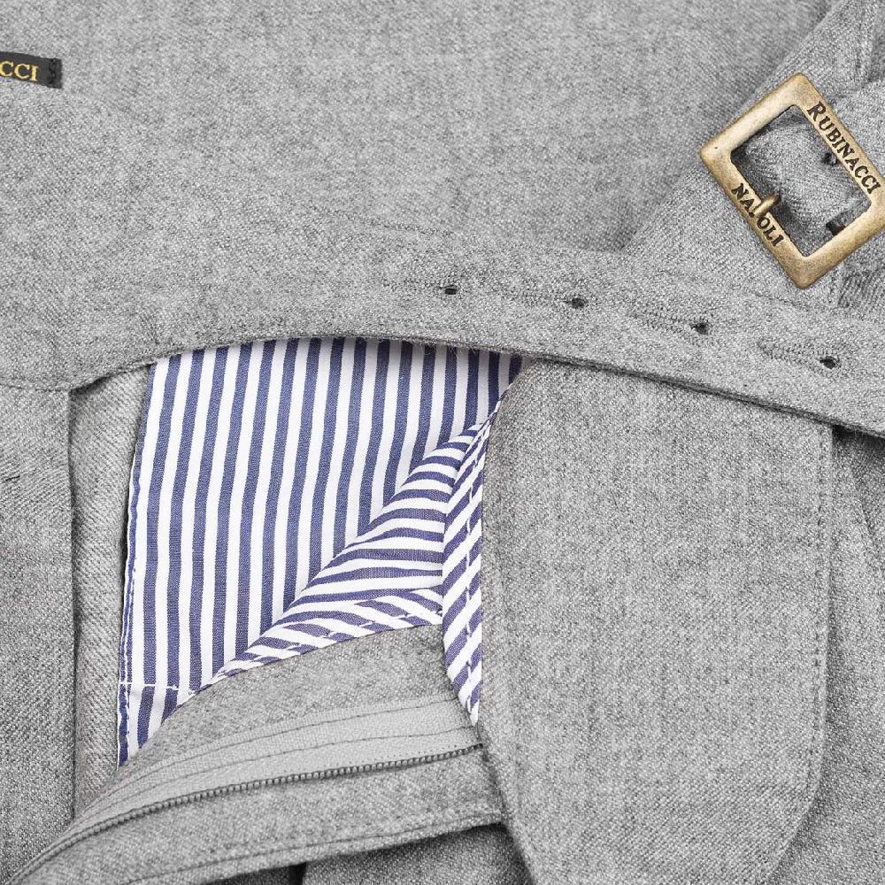 Rubinacci Pantalone manny in flanella grigio chiaro Soddisfazione Garantita