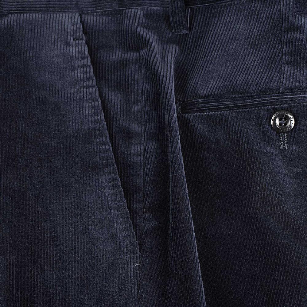Rubinacci Pantalone in velluto a costine blu Consegna Veloce