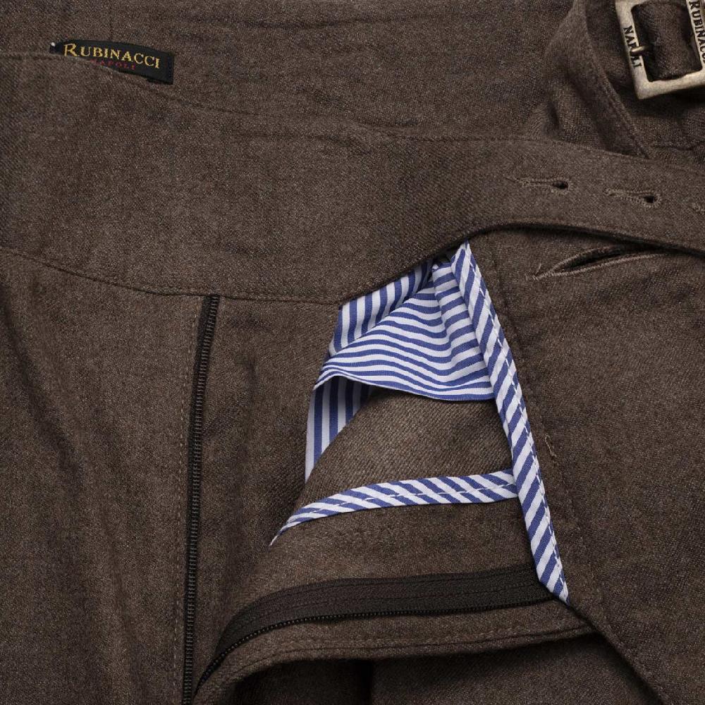 Rubinacci Pantalone manny in flanella nocciola Shopping Online