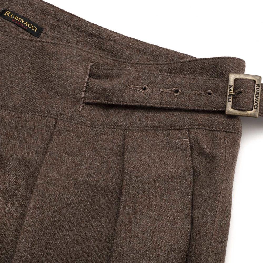 Rubinacci Pantalone manny in flanella nocciola Shopping Online
