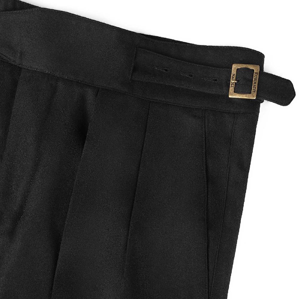 Rubinacci Pantalone manny in flanella nero Novità